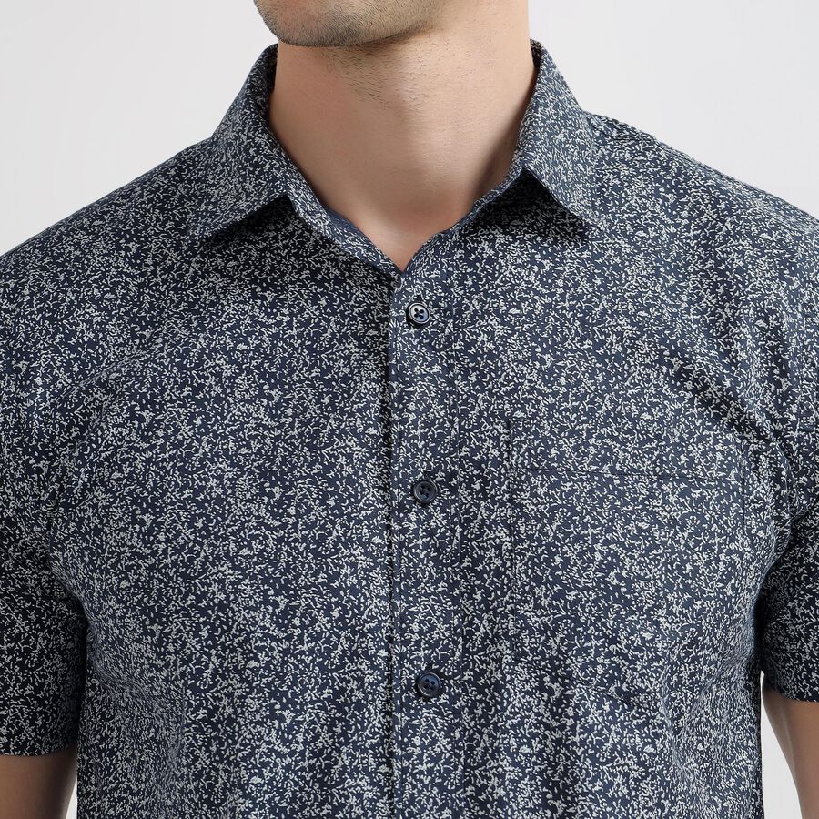 Men's Deep Midnight Navy Blue Cotton Regular Collar Casual Shirt, Navy Blue, large image number null