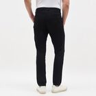 Men's Jet Black Slim Fit Flat-Front Casual Trousers, Black, small