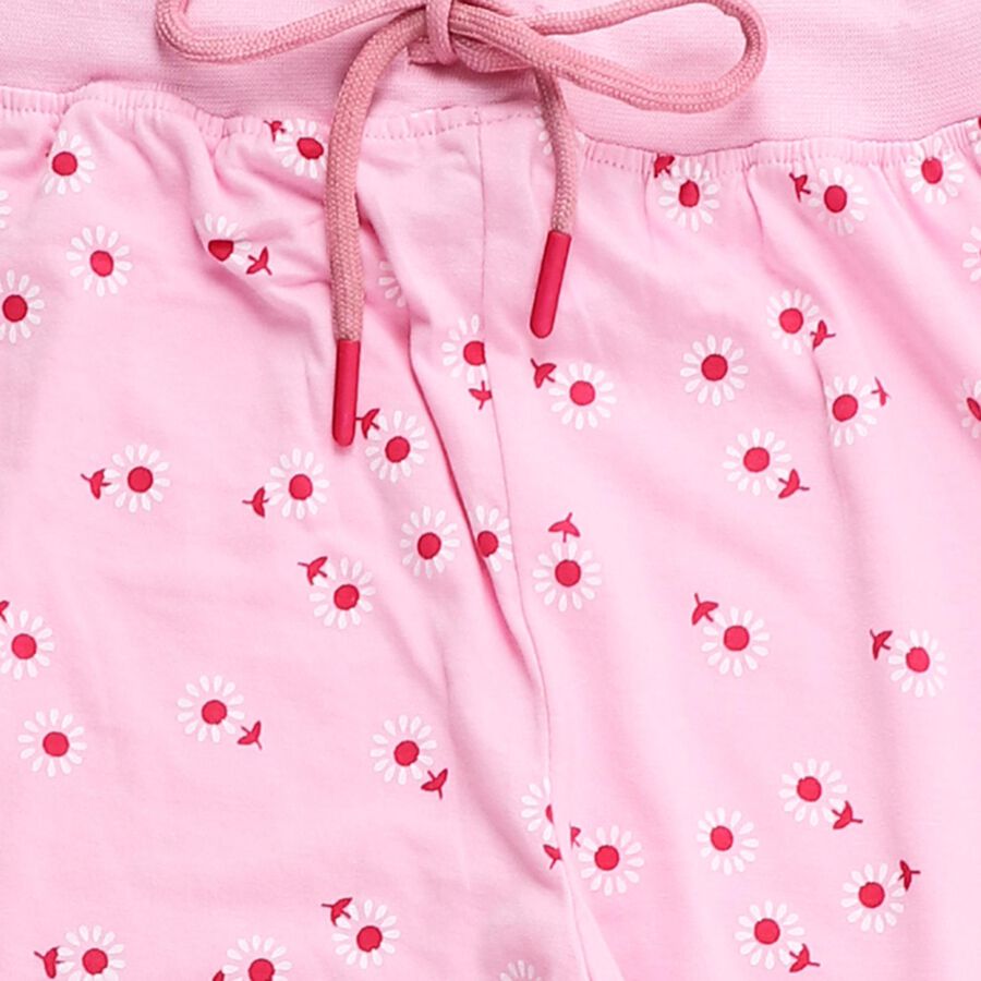 Girls Soft Rose Pink Regular Fit Polka Dot Printed Pyjama, Light Pink, large