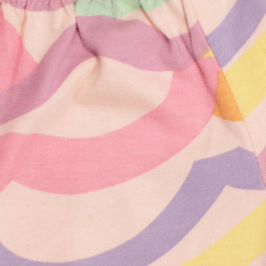 Baby Multicolor Cotton Round Neck Casual Shorts Set, Peach, large image number null