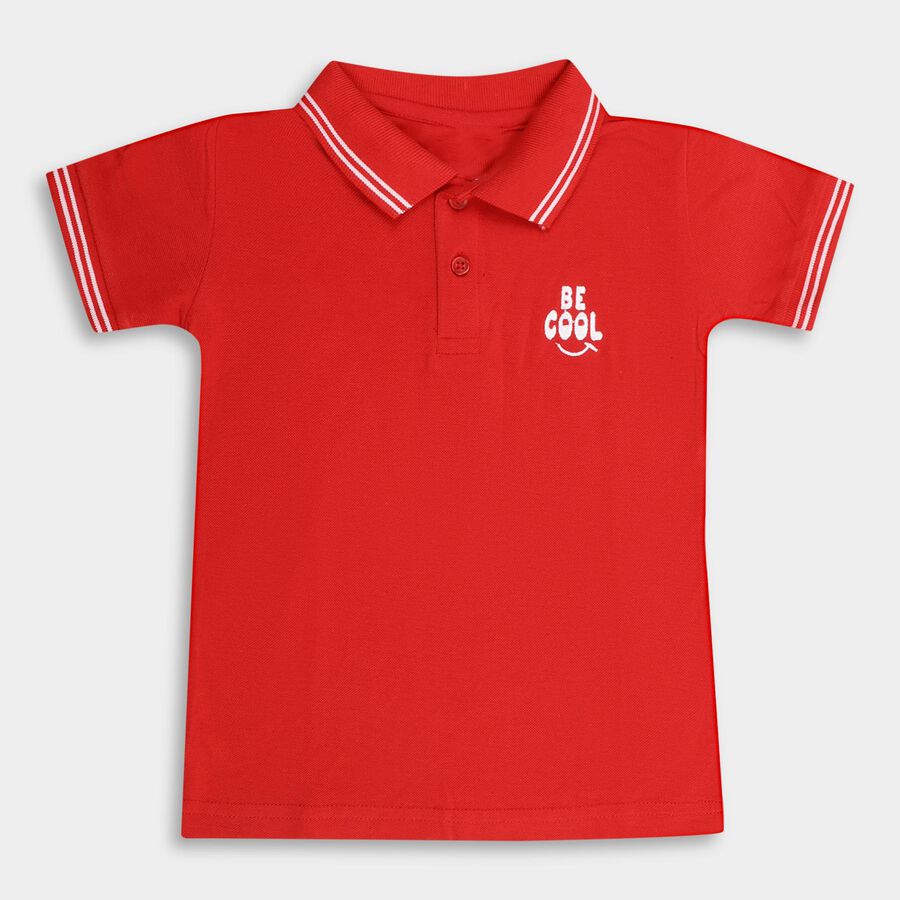 Boys' Half Sleeves T-Shirt , लाल, large image number null