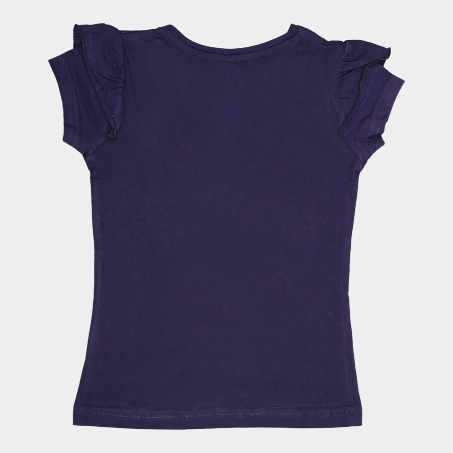 Girls Cotton Short Sleeve T-Shirt, Navy Blue, large image number null