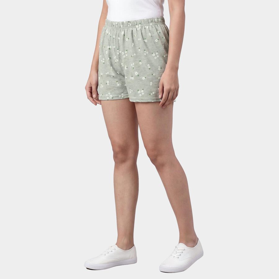 Women's Mid Grey Regular Fit Casual Shorts, मिश्रित मध्यम ग्रे, large