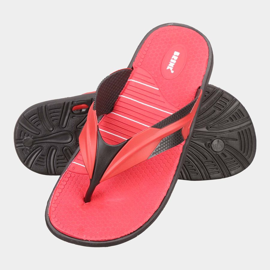Men Printed Slip-On Flip Flops, Red, large image number null