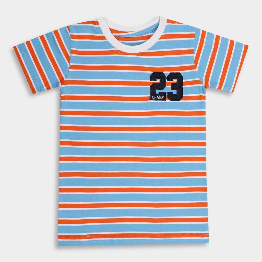Boys' 100% Cotton Half Sleeves T-Shirt, Light Blue, large image number null