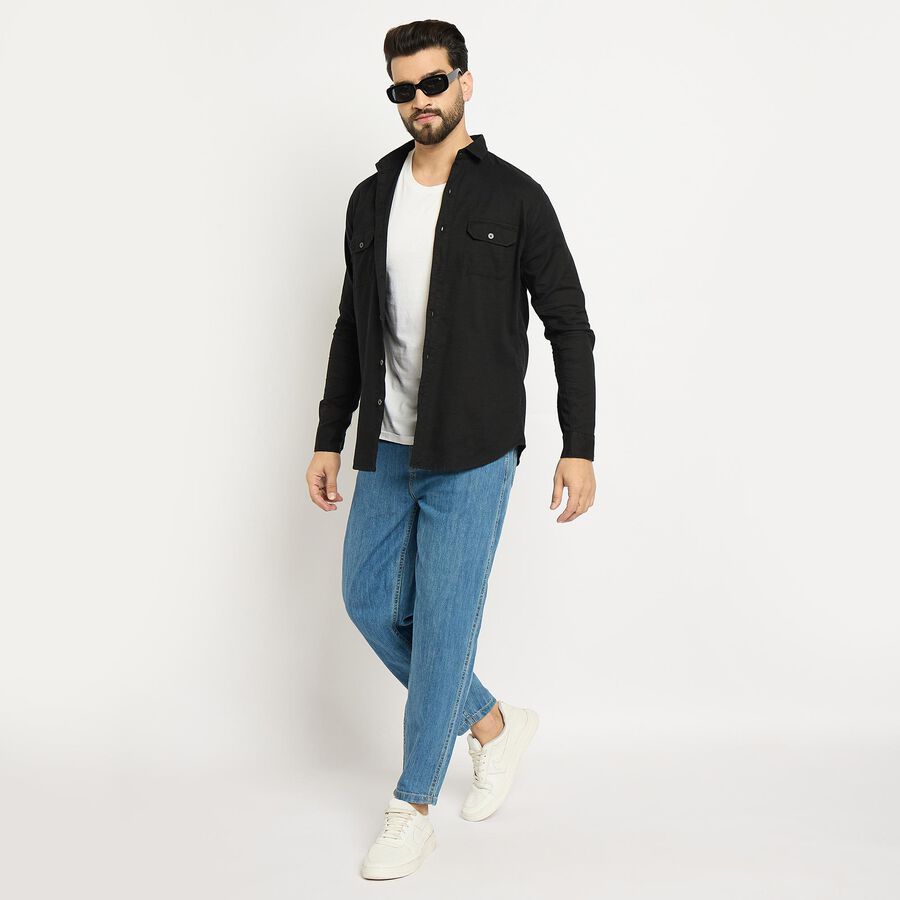 Men's 100% Cotton Casual Shirt, Black, large image number null