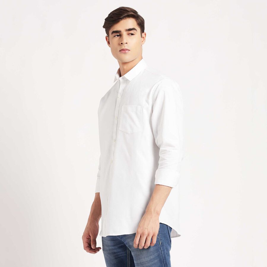 Solid Slim Fit Casual Shirt, White, large image number null