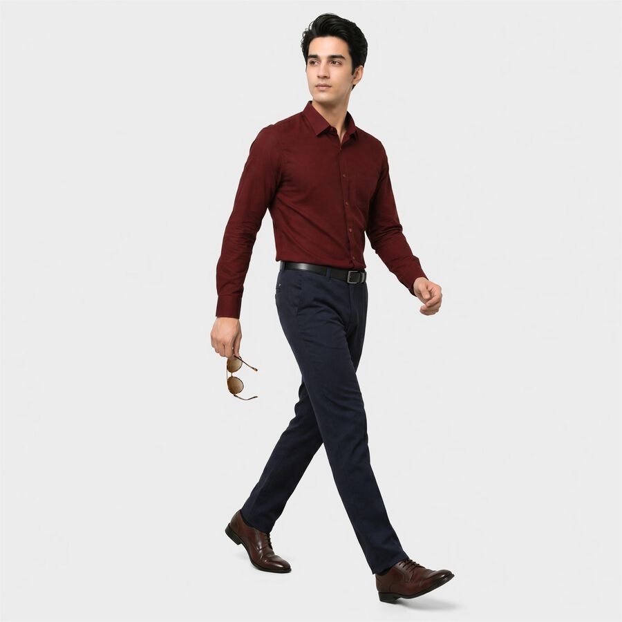 Men's Wine Slim Fit Formal Shirt, वाइन, large