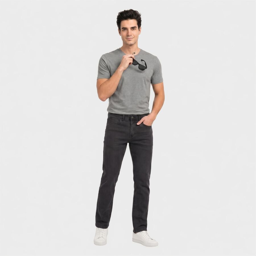 Men's Dark Grey Slim Fit Washed Jeans, Dark Grey, large