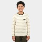Boys' Off White Round Neck Regular T-Shirt, Off White, small