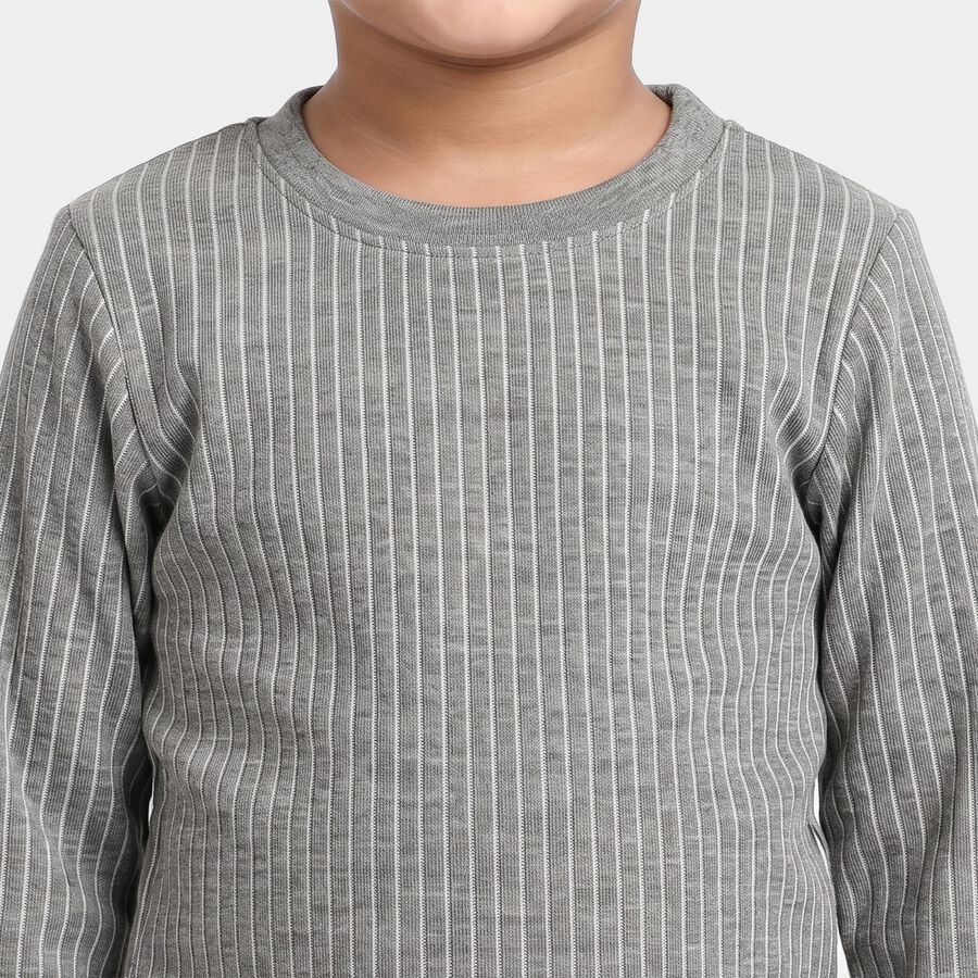 Boys' Grey Long Sleeve Thermal, Melange Mid Grey, large