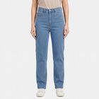 Women's Light Blue Straight Fit Classic Five Pocket Jeans, हल्का नीला, small