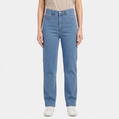 Women's Light Blue Straight Fit Classic Five Pocket Jeans