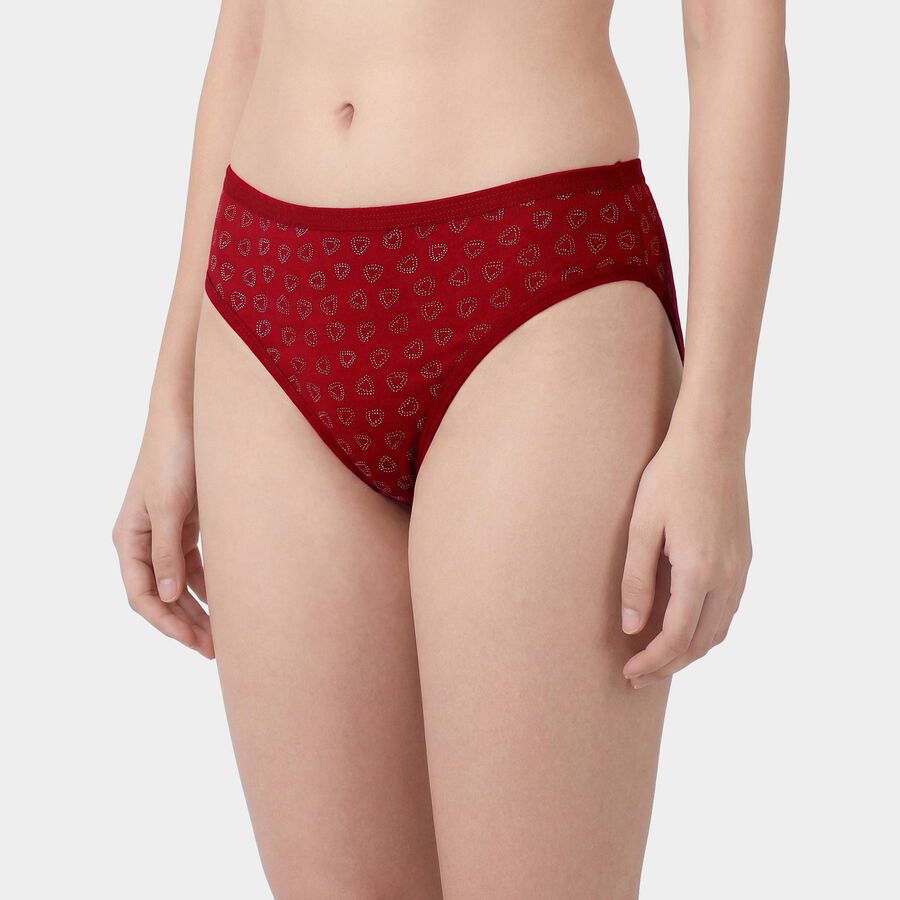 Women's Red Regular Fit Cotton Panty, Red, large