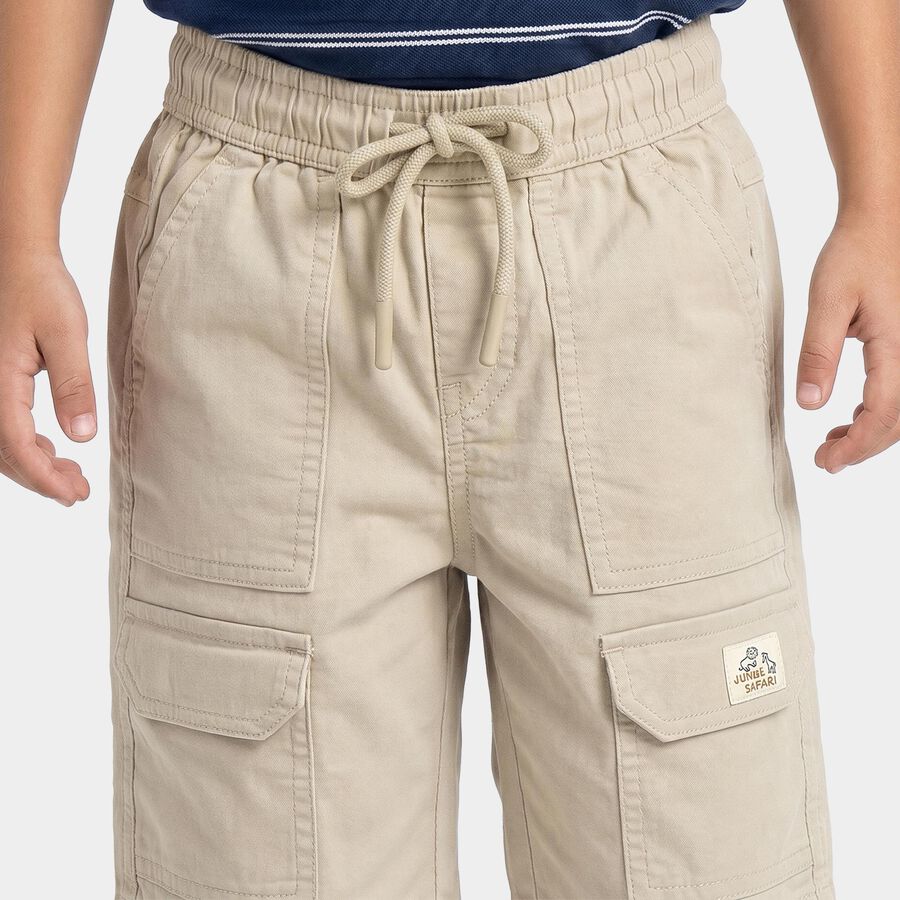 Boys' Cream Regular Fit Cargo Jamaican Shorts, Off White, large