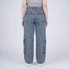 Women's Light Blue Wide Leg Washed Jeans, हल्का नीला, small