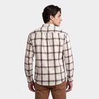 Men's Brown Cotton Long Sleeve Spread Collar Casual Shirt, भूरा, small