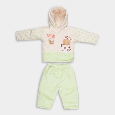 Infants' Light Green Hooded Embroidered Baba Suit