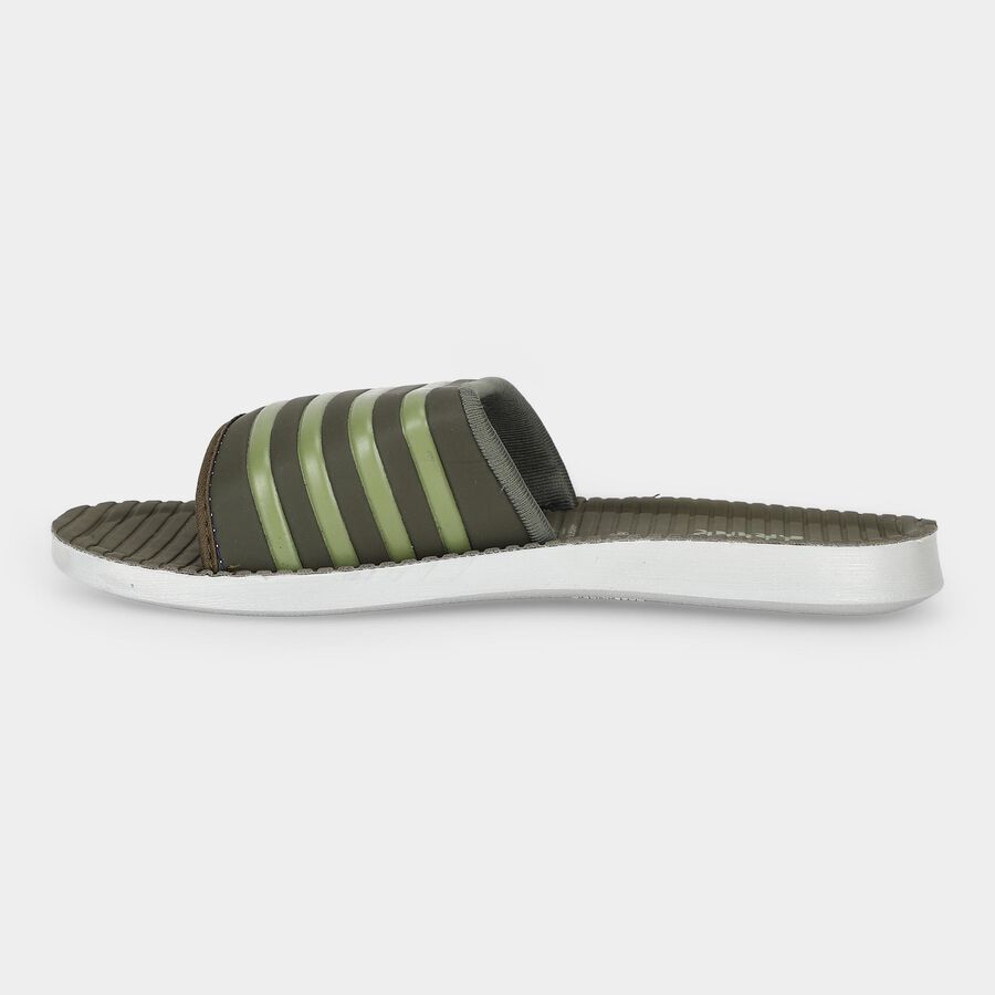 Men's Olive Green Slip-On Slide Sandals, ओलिव, large