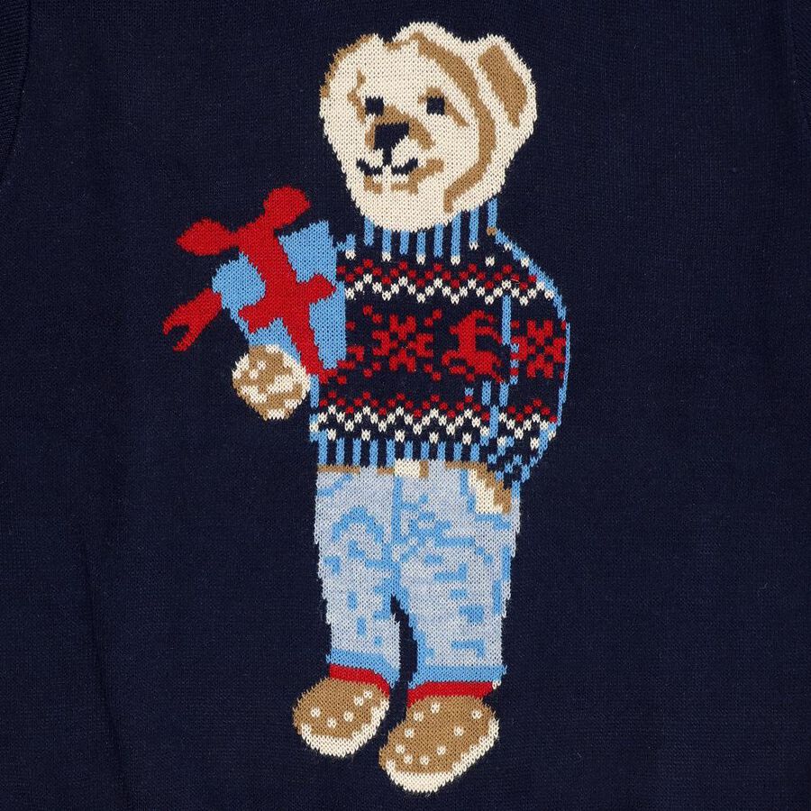Boys' Deep Midnight Navy Blue Crew Neck Graphic Pullover, Navy Blue, large image number null
