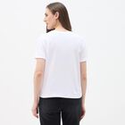 Women's White Round Neck Casual T-Shirt, सफ़ेद, small