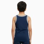 Boys Navy Blue Cotton Round Neck Sleeveless Vest, टील ब्लू, small image number null