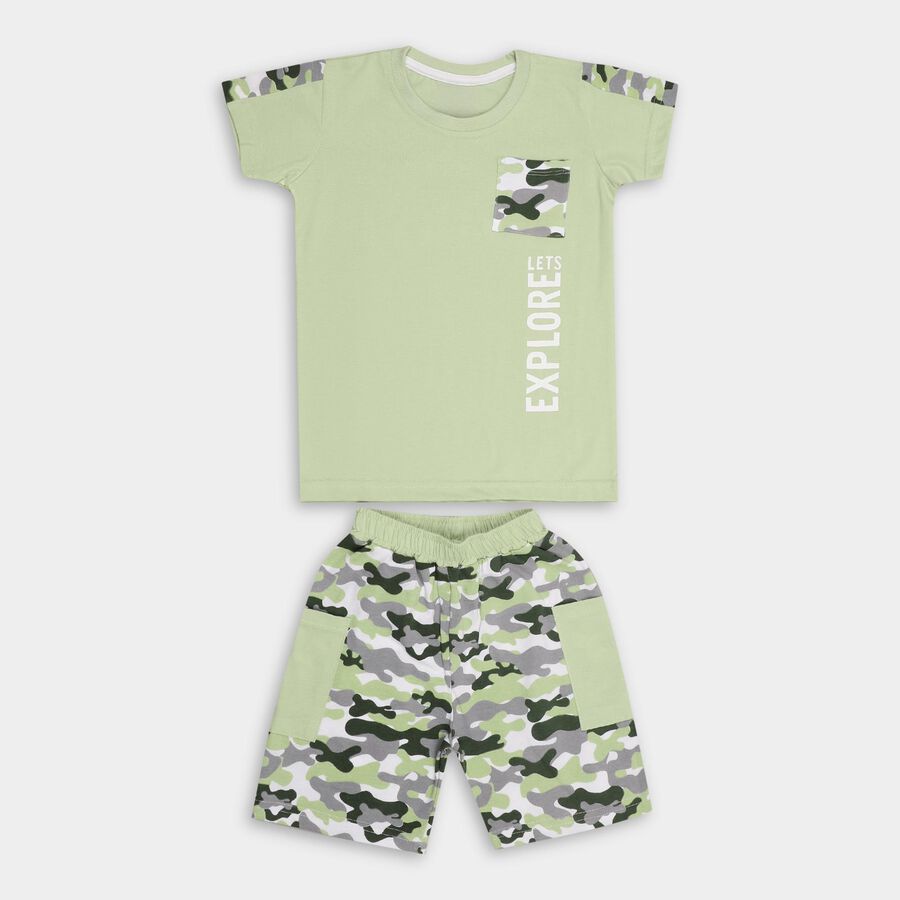 Boys' 100% Cotton Knit Baba Suit , हल्का हरा, large image number null