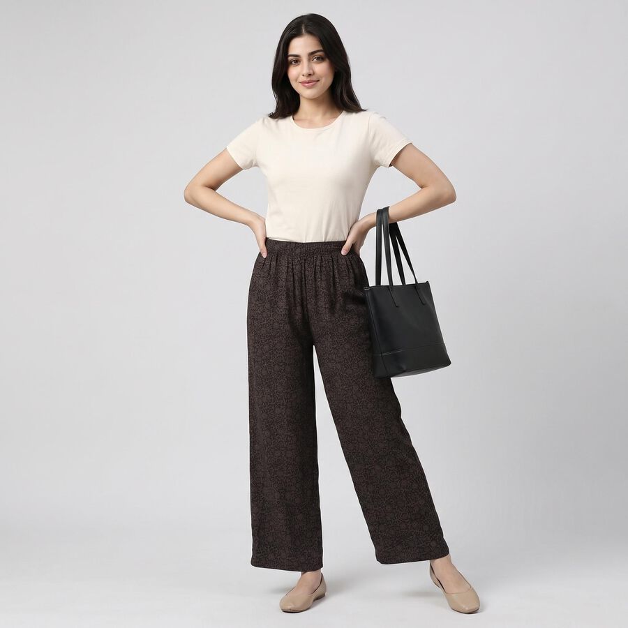 Women's Charcoal Palazzos, गहरा ग्रे, large