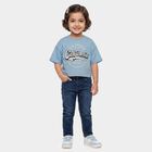 Girls Light Blue Crew Neck Crop T-Shirt, Light Blue, small