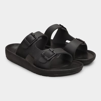 Men's Jet Black Buckle Strap Sandals
