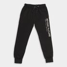 Boys' Jet Black Printed Winter Pyjama, काला, small image number null