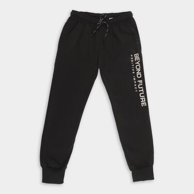 Boys' Jet Black Printed Winter Pyjama