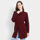 Round Neck Cardigan, Wine, small image number null