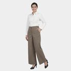 Women's Olive Wide-Leg High-Waist Formal Trousers, Olive, small