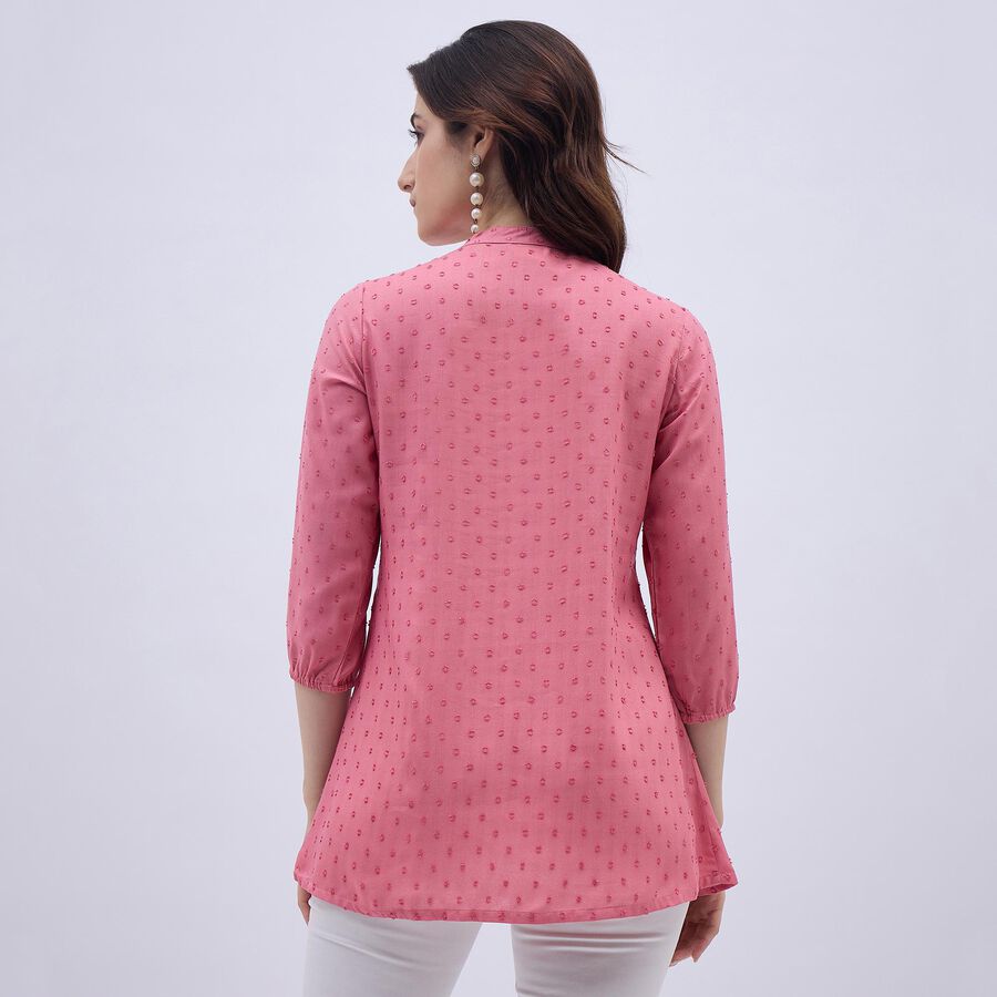 Women's Pink Embroidered Mandarin Collar Kurta, गुलाबी, large image number null