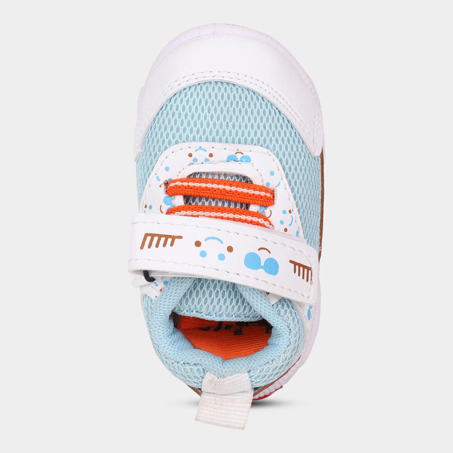 Boys Light Blue and White Velcro Casual Shoes, Blue, large image number null