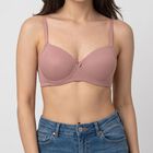 Women's Brown Underwired T-Shirt Bra, भूरा, small