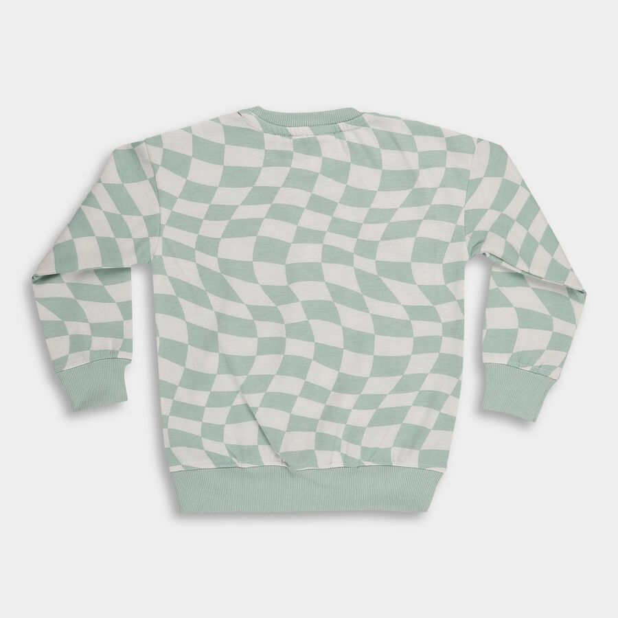 Boys Light Sage Green Crew Neck Casual Sweatshirt, हल्का हरा, large image number null
