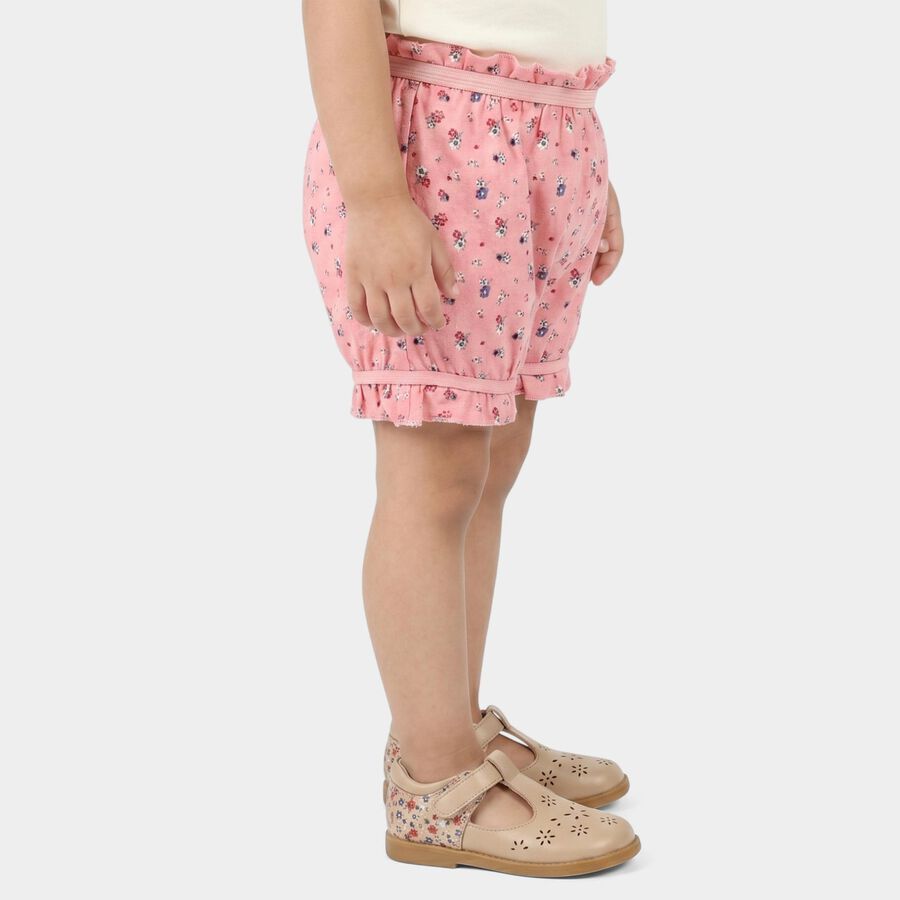 Girls Pink Regular Fit Floral Bloomer Shorts, हल्का गुलाबी, large