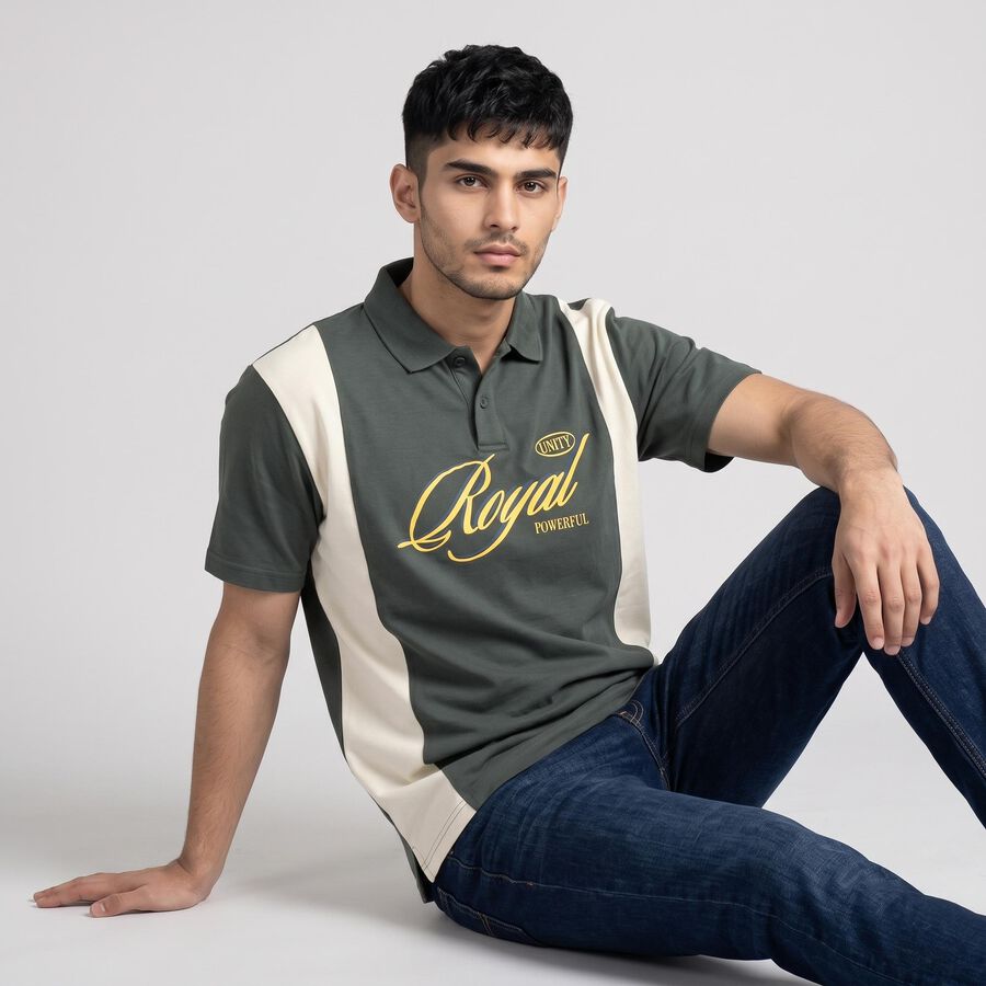 Men Light Green Polo Neck Polo T-Shirt, Light Green, large