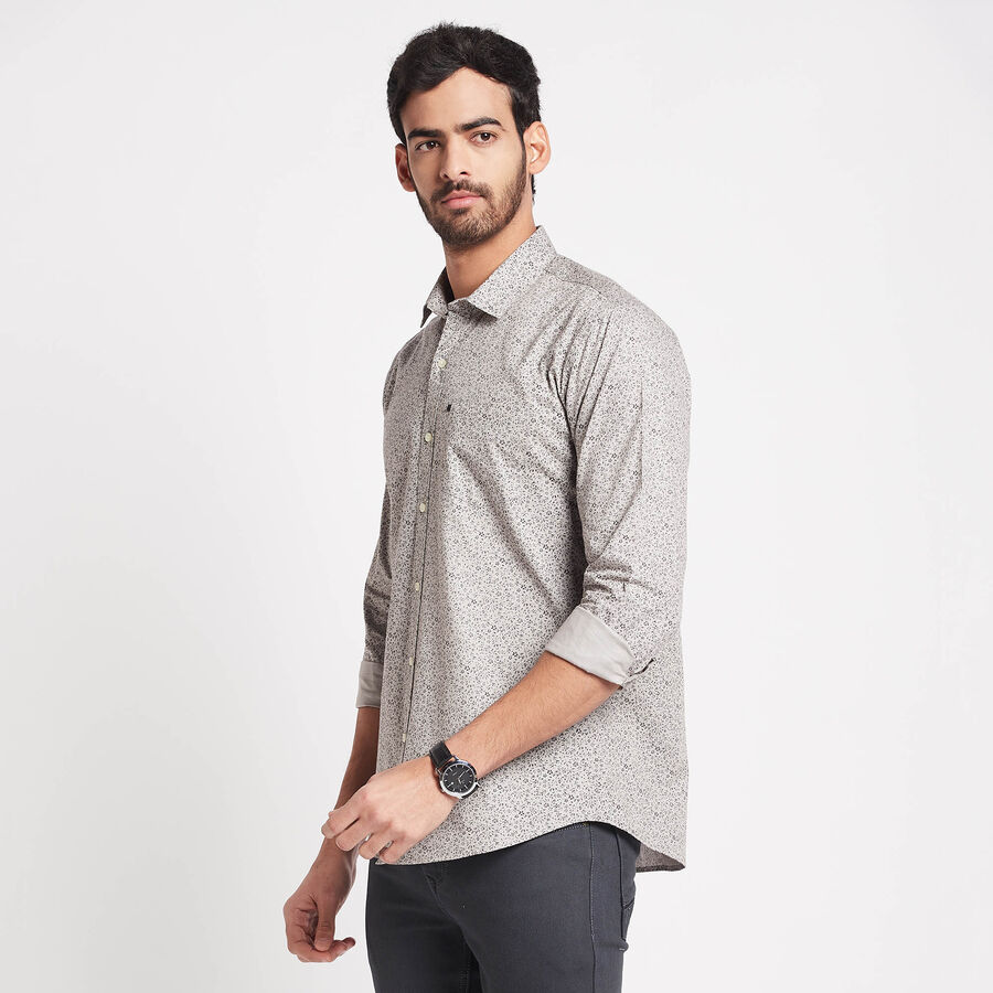 Cotton Printed Casual Shirt, Light Grey, large image number null