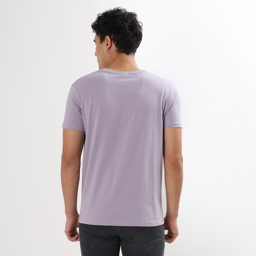 Men's 100% Cotton Round Neck Half Sleeves T-Shirt , Lilac, large image number null
