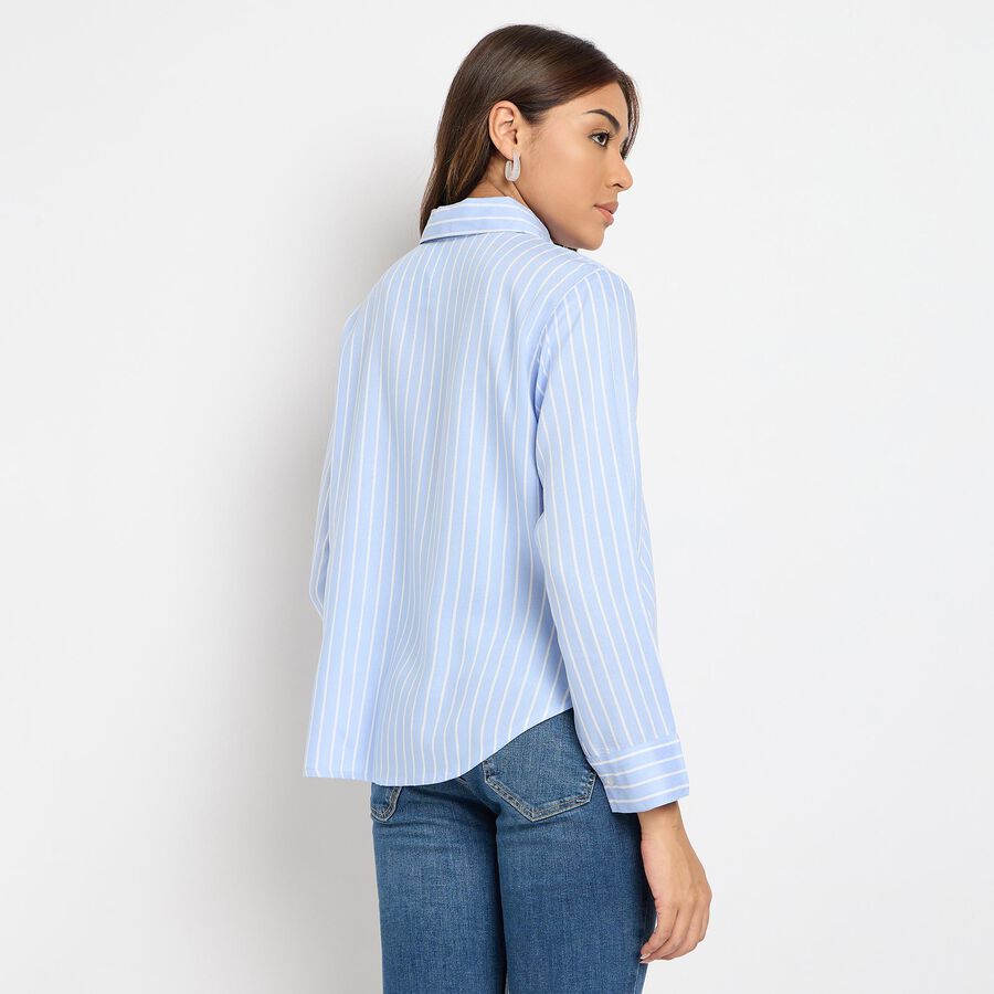 Ladies'  Stripes Shirt, हल्का नीला, large image number null