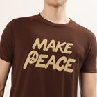 Men's Brown Round Neck Graphic Printed T-Shirt, Brown, small