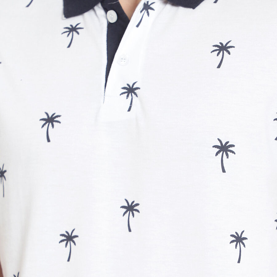 Printed Polo Shirt, White, large image number null