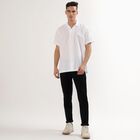 Men's Snow White Cotton Half Sleeve Cuban Collar Casual Shirt, White, small image number null