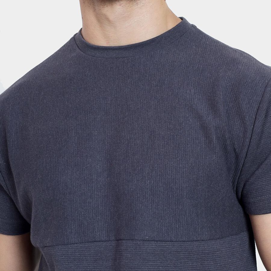 Men's Round Neck Half Sleeves T-Shirt , गहरा ग्रे, large image number null