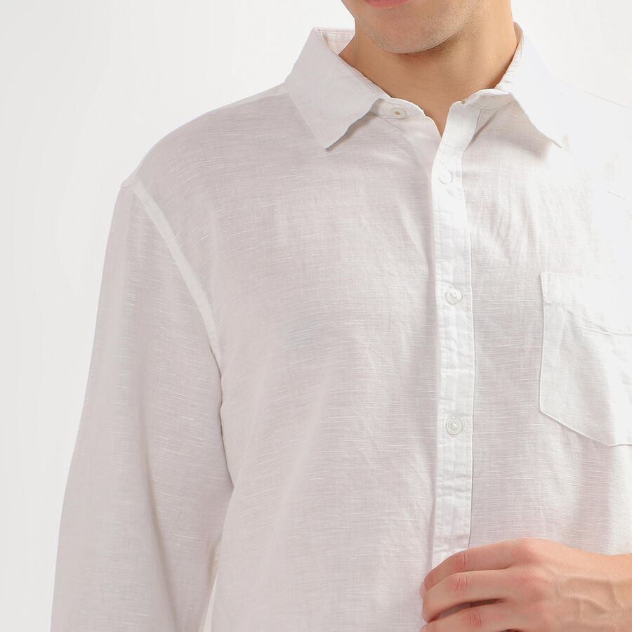 Men's Snow White Regular Collar Casual Shirt, सफ़ेद, large image number null