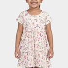Girls' Off White Printed Fit and Flare Frock, Off White, small