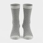 Women's Grey Regular Fit Striped Pack of 1 Socks, गहरा ग्रे, small
